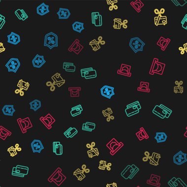 Hat kredisini, kredi kartını, makası, krediyi, ATM 'yi ve parayı kesintisiz olarak hesapla. Vektör