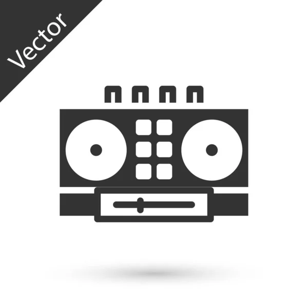 Grey Remoto Para Tocar Misturar Ícone Música Isolado Fundo Branco — Vetor de Stock