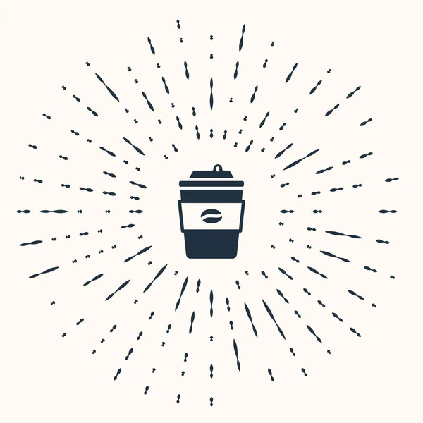 Grey Coffee Cup Icoon Geïsoleerd Beige Achtergrond Abstracte Cirkel Willekeurige — Stockvector