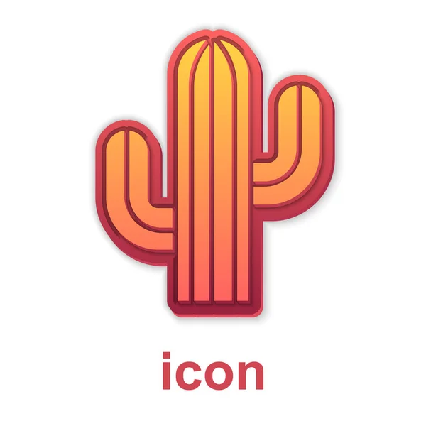 Icono Cactus Dorado Aislado Sobre Fondo Blanco Vector — Vector de stock