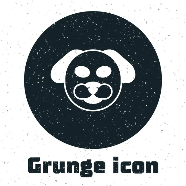 Grunge Dog Symbol Isoliert Auf Weißem Hintergrund Monochrome Vintage Zeichnung — Stockvektor