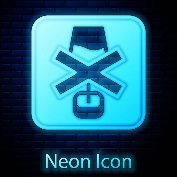 Glödande Neon Ingen Alkohol Ikon Isolerad Tegelvägg Bakgrund Förbud Mot — Stock vektor