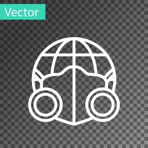 Ligne Blanche Globe Terrestre Avec Icône Masque Médical Isolé Sur — Image vectorielle