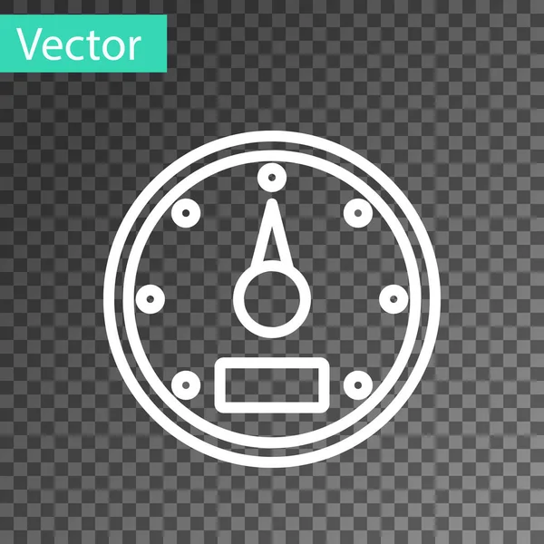 Witte Lijn Speedometer Pictogram Geïsoleerd Transparante Achtergrond Vector — Stockvector