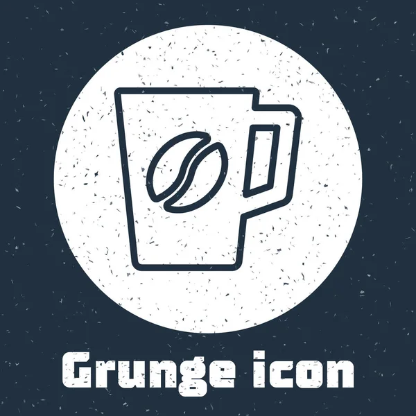 Línea Grunge Icono Taza Café Aislado Sobre Fondo Gris Taza — Vector de stock