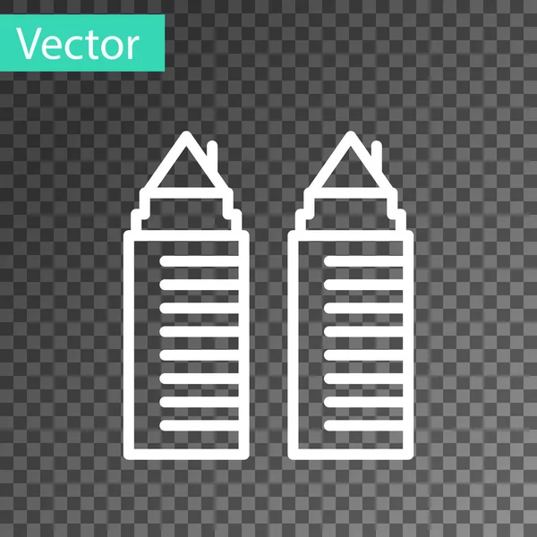 Línea Blanca Dos Altas Torres Residenciales Icono Ciudad Dnipro Aisladas — Vector de stock