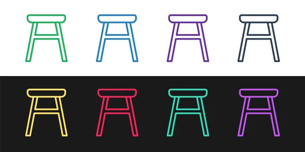 Setzen Sie Linie Stuhl Symbol Isoliert Auf Schwarz Weißem Hintergrund — Stockvektor