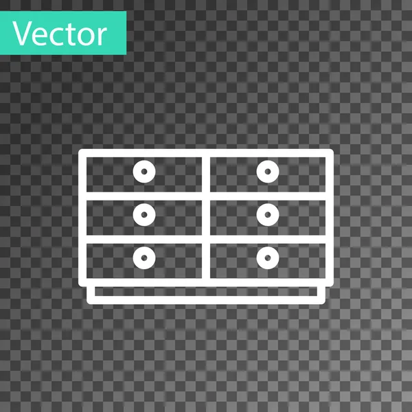 Weiße Linie Kommode Symbol Isoliert Auf Transparentem Hintergrund Vektor — Stockvektor