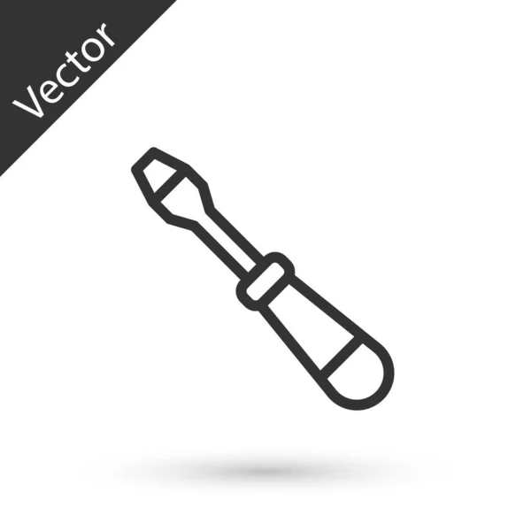 Szürke Vonal Csavarhúzó Ikon Elszigetelt Fehér Alapon Szervizeszköz Szimbólum Vektor — Stock Vector