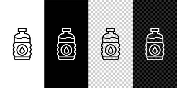 设置线条水瓶图标隔离在黑白 透明的背景 苏打水的标志 — 图库矢量图片