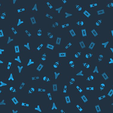 Rahip, Ramazan Kareem feneri, geleneksel halı ve elleri kusursuz desen üzerinde dua pozisyonuna getirin. Vektör