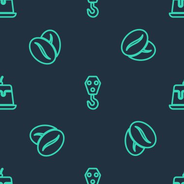 Endüstriyel kanca, kahve çekirdekleri ve pudingli muhallebi. Vektör