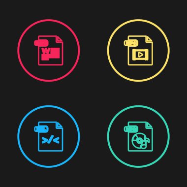 Satır XSL dosya belgesi, MP3, MP4 ve DOC simgesini ayarla. Vektör