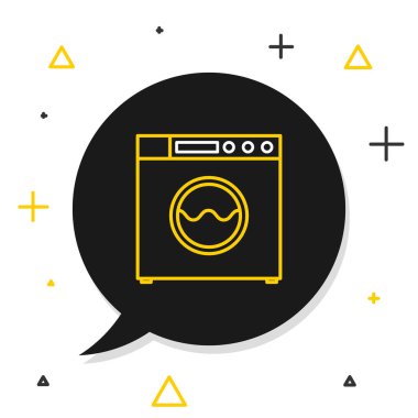 Çizgi yıkama simgesi beyaz arkaplanda izole edildi. Çamaşır makinesi simgesi. Çamaşır makinesi, çamaşır makinesi. Ev aletleri sembolü. Renkli taslak konsepti. Vektör