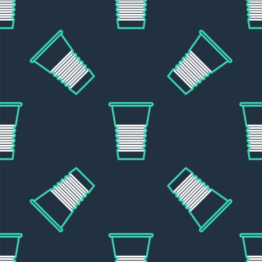 Çizgi kağıt simgesi siyah arkaplanda izole edilmiş kusursuz desen. Soda bardağı. Taze soğuk içecek sembolü. Vektör