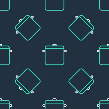 Çizgi Pişirme ikonu siyah arkaplanda izole edilmiş kusursuz desen. Haşlama ya da güveç besin sembolü. Vektör