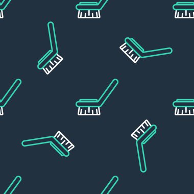 Simgeyi temizlemek için çizgi fırçası siyah arkaplanda izole edilmiş pürüzsüz desen. Temizlik hizmeti konsepti. Vektör