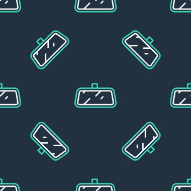 Çizgi Araba ayna ikonu siyah arka planda izole edilmiş kusursuz desen. Vektör