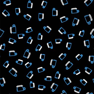 Çizgili kahve fincanı ikonu siyah arka planda izole edilmiş pürüzsüz desen. Çay fincanı. Sıcak içecek kahvesi. Vektör