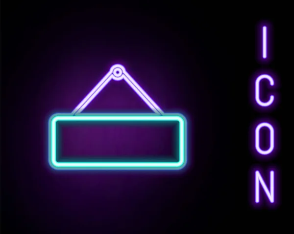 Gloeiende Neon Lijn Signboard Opknoping Pictogram Geïsoleerd Zwarte Achtergrond Geschikt — Stockvector