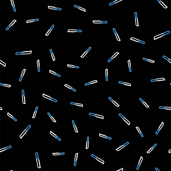 ラインパンナイフアイコン黒の背景にシームレスなパターンを分離 かわいいシンボル ベクトル — ストックベクタ