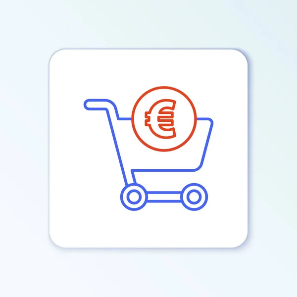 Line Shopping Cart Euro Symbol Icon Isolated White Background Online — Stock Vector