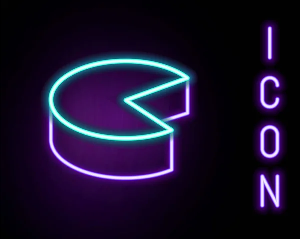 Gloeiende Neon Lijn Cheese Icoon Geïsoleerd Zwarte Achtergrond Kleurrijk Concept — Stockvector