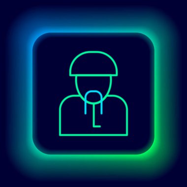 Parlayan neon hattı Ukrayna Kazak simgesi siyah arka planda izole edildi. Renkli taslak konsepti. Vektör