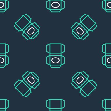 Çizgi karton kutu simgesi siyah arkaplanda izole edilmiş kusursuz desen. Kutu, paket, paket işareti. Teslimat ve ambalaj. Vektör