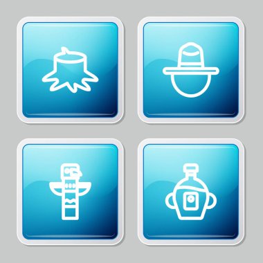 Ağaç kütüğü, Kanadalı korucu şapkası, totem direği ve akçaağaç şurubu ikonu. Vektör