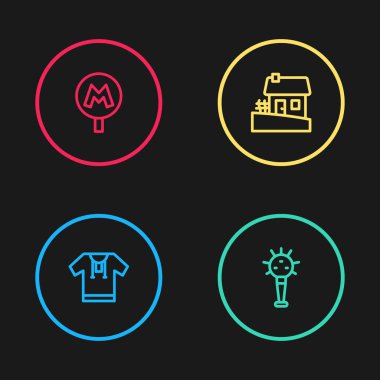 İşlemeli gömlek, Mace, Ukrayna evi ve metro veya yeraltı ikonu. Vektör