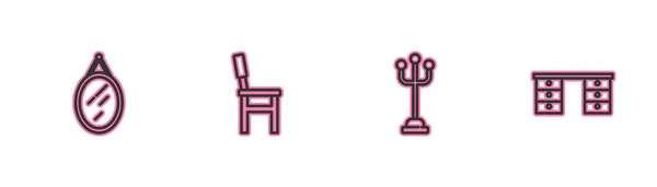 设置线镜像 椅子和办公台图标 — 图库矢量图片