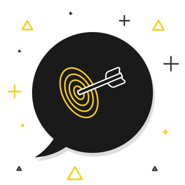 Satır Hedefi finansal hedef kavramı simgesi beyaz arkaplanda izole edildi. Sembolik hedeflere ulaşım, başarı. Renkli taslak konsepti. Vektör