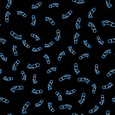 Çizgi beyzbol çorap ikonu siyah arkaplanda izole edilmiş kusursuz desen. Vektör