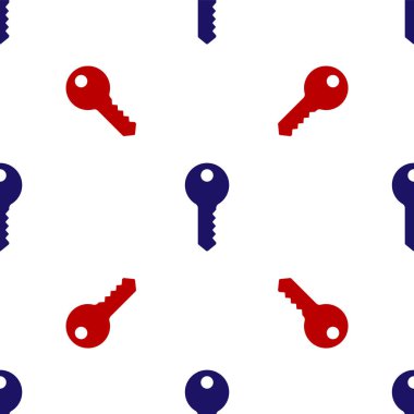 Mavi ve Kırmızı Ev anahtar simgesi beyaz arka planda kusursuz desen izole etti. Vektör.