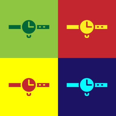 Pop Art Wist saat simgesi renk arkaplanında izole. Kol saati simgesi. Vektör.