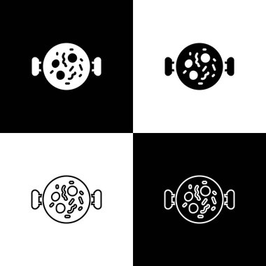 Tavuk tikka masala simgesini siyah beyaz arkaplanda izole et. Geleneksel Hint yemekleri. Vektör.