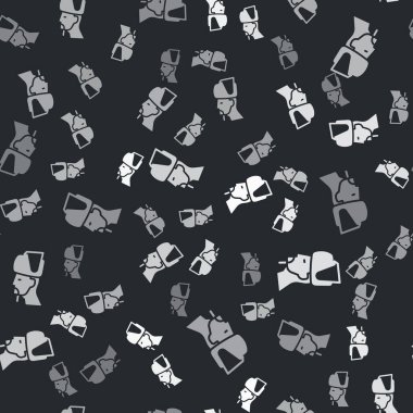 Gri Ukrayna Kazak ikonu siyah arka planda kusursuz desen izole etti. Vektör.