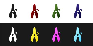 Siyah ve beyaz arkaplanda izole edilmiş bisiklet koltuğu simgesini ayarla. Bisiklet eyeri. Vektör.