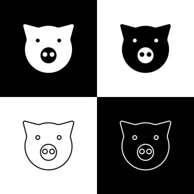 Domuz simgesini siyah beyaz arkaplanda izole et. Hayvan sembolü. Vektör