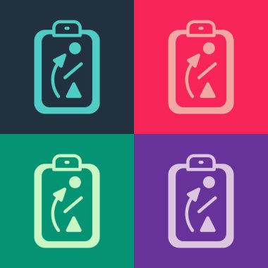 Pop Sanat Planlama Stratejisi konsepti ikonu renk arkaplanında izole edildi. Beyzbol kupası formasyonu ve taktiği. Vektör