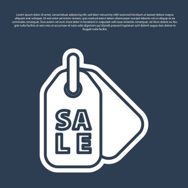 Mavi çizgi Price etiketi ve mavi arka planda izole edilmiş bir satış simgesi. Rozet fiyatına. Reklam etiketi indirimi. Vektör İllüstrasyonu.