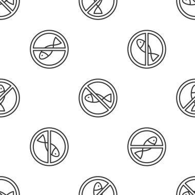 Gri hat. Balıkçı ikonu yok. Beyaz arka planda kusursuz desen var. İçki yasağı işareti. Vektör.