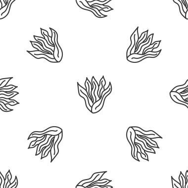 Gri çizgi Seaweed ikonu beyaz arka planda izole edilmiş kusursuz desen. Su altı deniz yosunu spirulinası, deniz yosunu bitkisi. Vejetaryen ve vejetaryen yemekleri. Vektör..