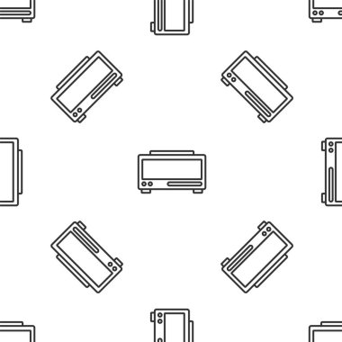 Gri çizgi dijital alarm saat simgesi beyaz arka planda izole edilmiş kusursuz desen. Elektronik çalar saat. Zaman simgesi. Vektör.
