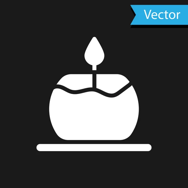 Icono Vela Aroma Blanco Aislado Sobre Fondo Negro Vector — Vector de stock