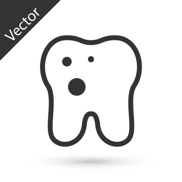 Grey Tooth Caries Icon Isolated White Background Tooth Decay Vector — Stock Vector