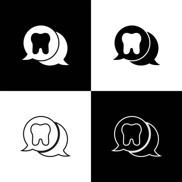 Set Tooth Icon Isolated Black White Background Tooth Symbol Dentistry — Stock Vector