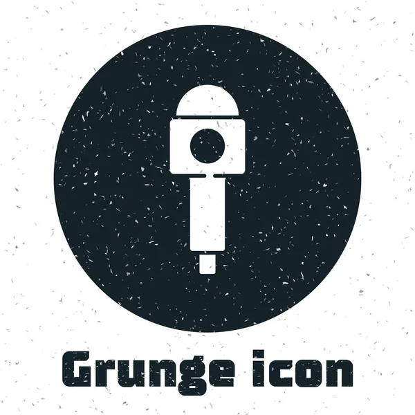 Icono Del Micrófono Grunge Aislado Sobre Fondo Blanco Micrófono Radio — Vector de stock