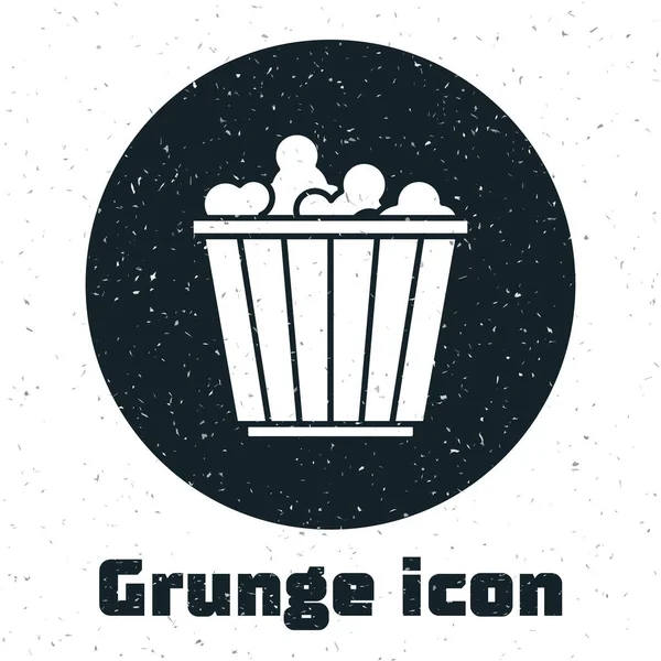 Palomitas Grunge Caja Cartón Icono Aislado Sobre Fondo Blanco Caja — Vector de stock